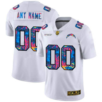 Men's Los Angeles Chargers ACTIVE PLAYER Custom 2020 White Crucial Catch Limited Stitched NFL Jersey - Click Image to Close